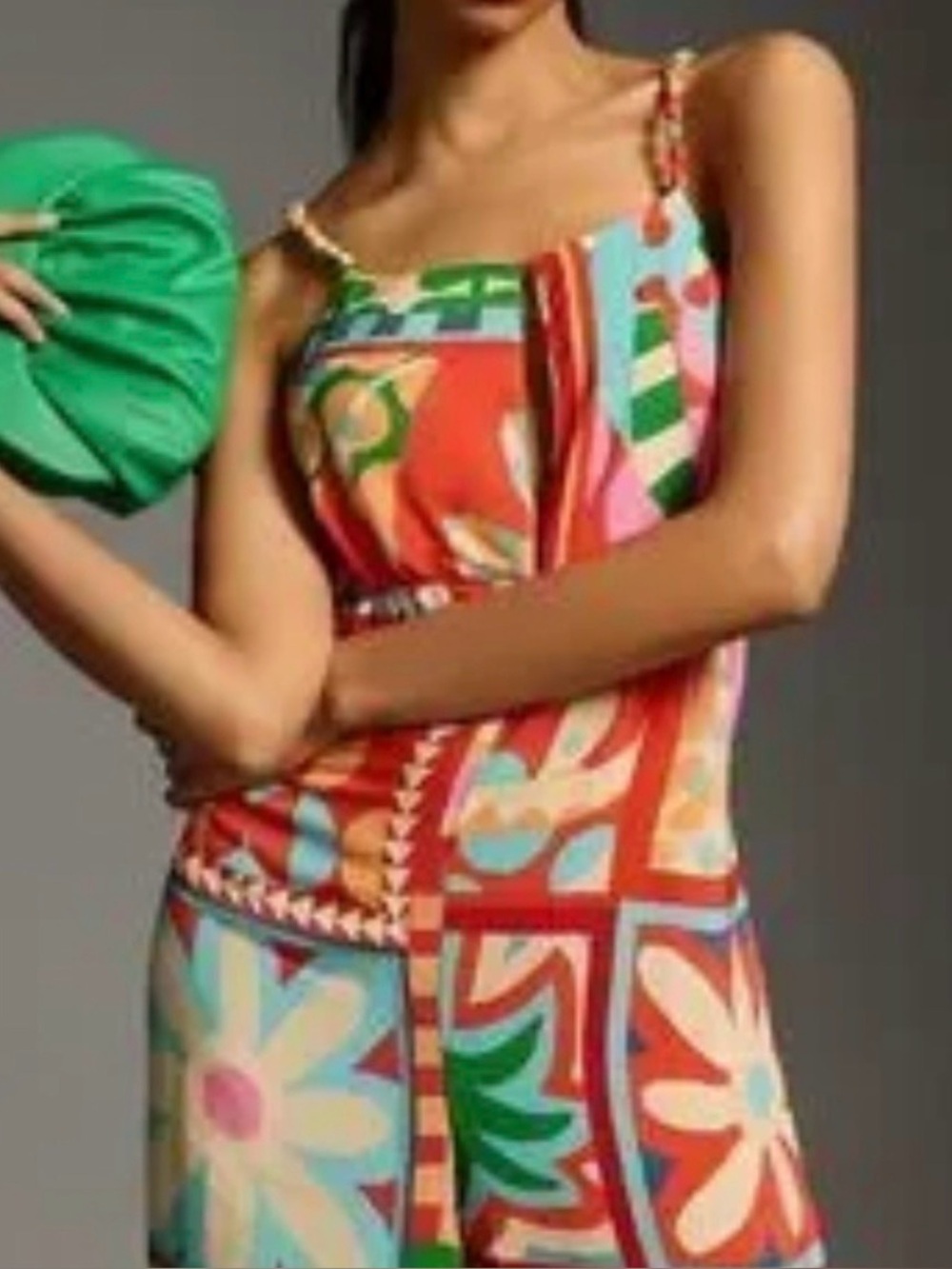FARM Rio Anthropologie Beaded Strap Wide Leg Tropical Halter Jumpsuit Large - Picture 5 of 16
